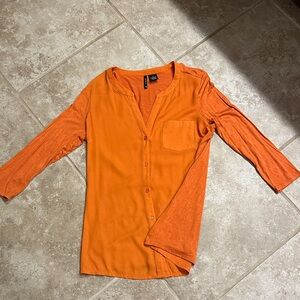 New Directions Orange Women's Button Down Shirt